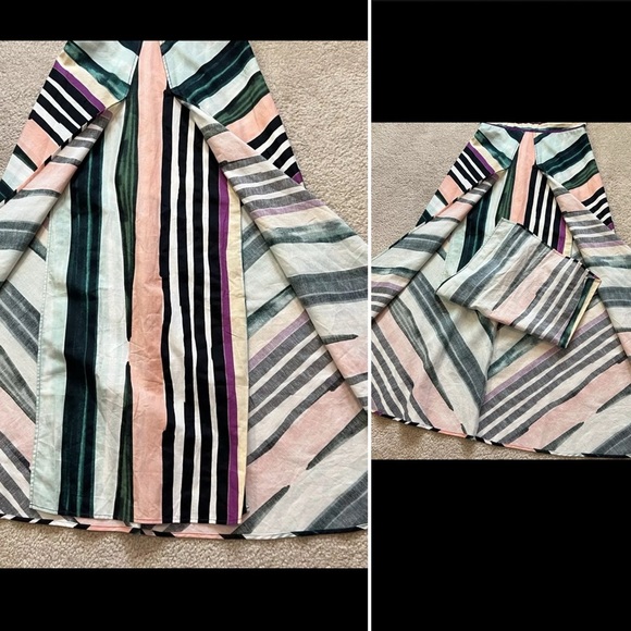 Red Carter A-Line Side Slit Maxi Dress Multicolor Tie Straps Women's Size S - Picture 8 of 16